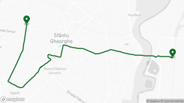 Traseul liniei 1 pe hartă: Cap Linie Simeria → Gara CFR