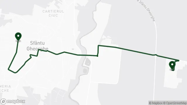 A 1B-s busz útvonala a térképen: Multi-Trans → Szemerja (Gólya utca)
