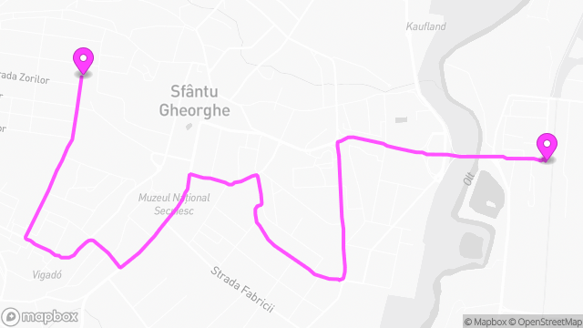Traseul liniei 7 pe hartă: Gara CFR → Cap Linie Simeria