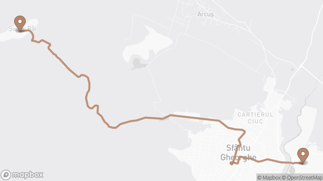 Traseul liniei 9 pe hartă: Șugaș Băi → Gara CFR